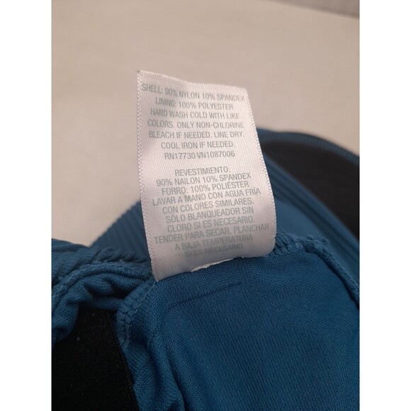 KONA SOL SWIMSUIT ONE PIECE SQUARE NECK RIBBED WOMENS TEAL BLUE L - Picture 10 of 10